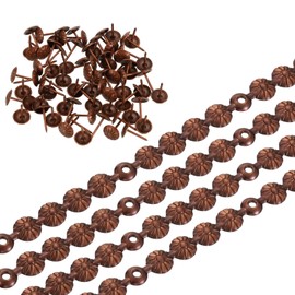 sourcing map Upholstery Nailhead Trim, 20 Meters Flower Upholstery Tacks Strips, Decorative Nail Trims with Nails for Sofa Headboard, Chair DIY Furniture Accessory (11mm Brown)