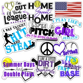 Softball Stickers - Perfect Softball Gifts For Girls and Teenagers - Use As Softball Helmet Stickers or Anywhere You Need Softball Stickers For Water Bottle, Laptop, Car Decal, Waterproof Durable