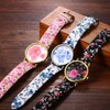 Avaner Women's Leather Wrist Watches Boho Floral Printed Ladies Large
