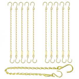 RIFNY Gold Chain for Hanging Plants, 20 Inch Small Plant Chains for Hanging Baskets Kits with Hooks for Bird Feeders Planters Billboards Lanterns Wind Chimes Ornaments Outdoor Indoor Use (10 PCS)