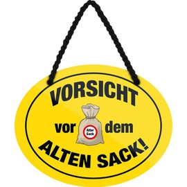 schilderkreis24 Tin Sign Funny Saying "Vorsicht vor dem alten Sack!" Decorative Gift Idea Man Woman 18 x 14 cm