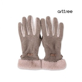 Atri Women's Winter Fur Gloves (Free Size) (Camel Beige)