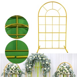 Metal Wedding Arch, Gold Modern Wedding Backdrop Indoors Or Outdoors, Wedding Metal Flower Stand with Bottom Rod Ideal for Wedding Birthday Graduation Party