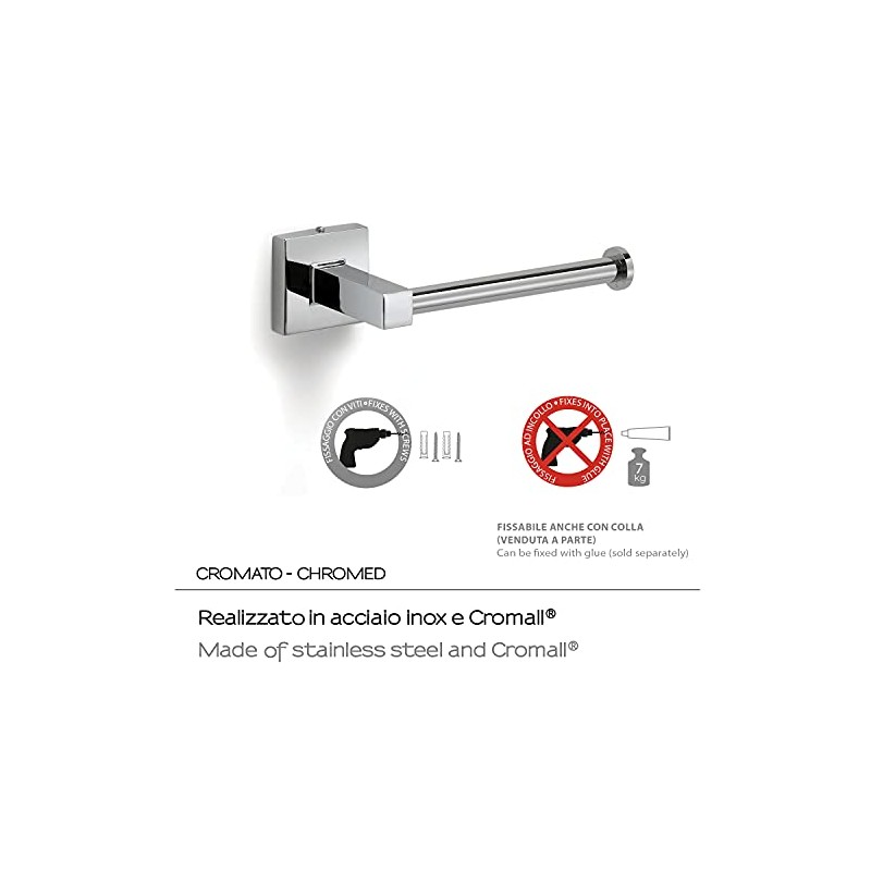 Gedy Olimpo Toilet Roll Holder, Stainless Steel, Chrome, 15.2 x