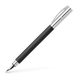 Faber-Castell 148142 - Penna stilografica AMBITION in resina pregiata, pennino EF, inclusa confezione regalo, colore fusto: nero/argento