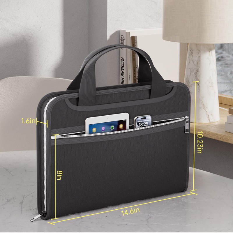 Tamfile Fireproof Accordion File Organizer with Handle, 13 Pocket Transparent