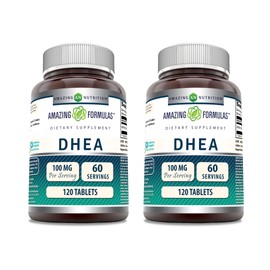 Amazing Formulas DHEA 100 Mg per Serving | Tablets Supplement | Non-GMO | Gluten-Free | Made in USA (2 Pack | 120 Count)