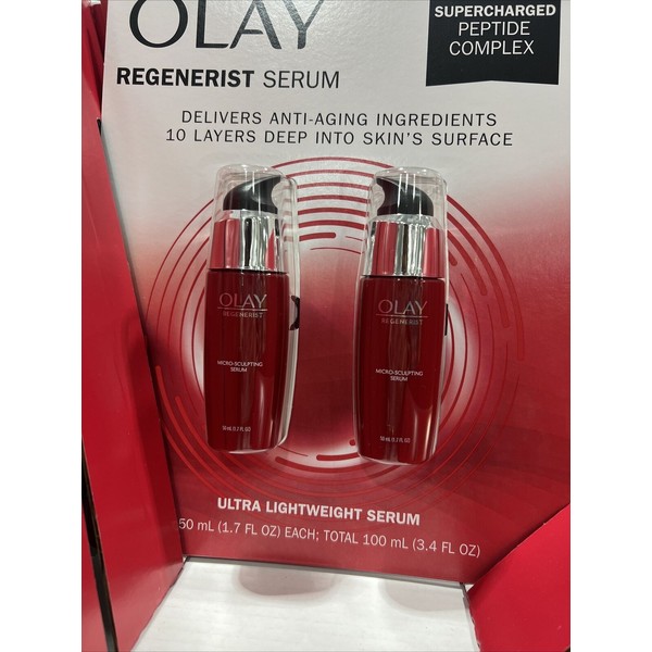 Olay Regenerist Lightweight Serum -2 Pack 1.7oz/50ml Each Renews Skin