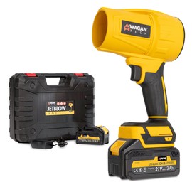 Wagan EL7213 Handheld Cordless Leaf Jet Blower 31000RBP High Performance Turbo Air Duster, Including 2 UL Certified 3.0Ah Batteries, Portable Lightweight Duster Cleaner for Home and Car Cleaning Use