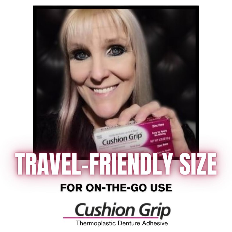 Cushion Grip Thermoplastic Denture Adhesive, 0.35 oz Travel Size (Pack