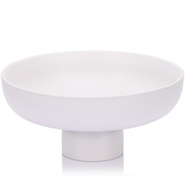 QIANLING Modern Large Decorative Bowl - White Fluted Pedestal Bowl, Multi-Functional Fruit Bowl, Key Bowl, Candy Dish, Ideal for Entryway Table, Kitchen Counter, Living Room, Coffee Table Decor