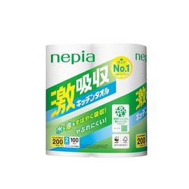 Nepia Super Absorbent Kitchen Towels, 100 Pieces (2 Layers), 2 Rolls