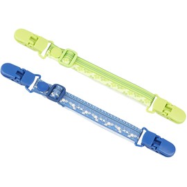 Multi Clips, Shoe Clips, Baby Stroller Wrap Clips, Toy Clips for Strollers, Adjustable Length, Wrap Blanket, Apron Style Hand Towel, Anti-Slip, Hand Towel, Fall Prevention, Set of 2 (Teal Flower +