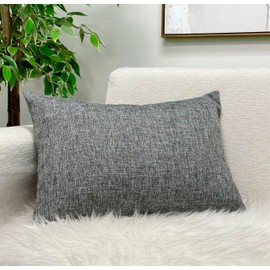 Aiking Home Woven Fine Faux Linen Throw Pillow Cover, Size 12"x18", Gray