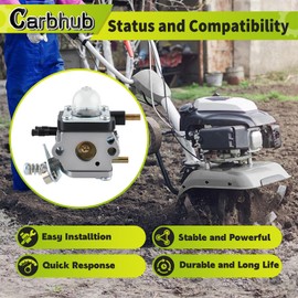 Carbhub C1U-K54A Carburetor Kit for Echo 2-Cycle Mantis Tiller/Cultivator C1U-K54 C1U-K82 C1U-K17 C1U-K27 C1U-K27A C1U-K27B C1U-K46 7222 722E 7222M 7225 7230 7234 7240 7920 7924