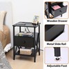 Livofloral End Table with Wireless Charging Station, Black Side Tables