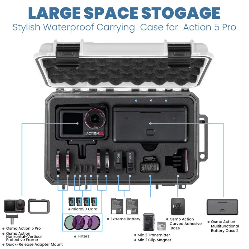 STARDRONE Osmo Action 5 Case, Waterproof Travel Hard Shell Case