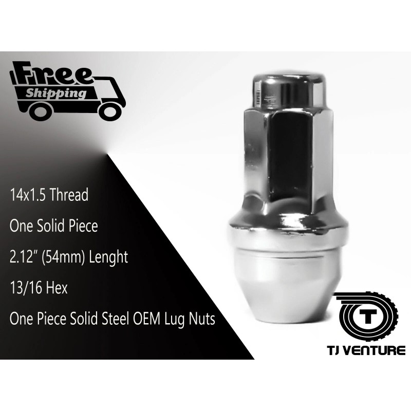 J&J 24PC 14X1.5 CHROME OEM/FACTORY ONE CONSTRUCTION LUG NUT FORD