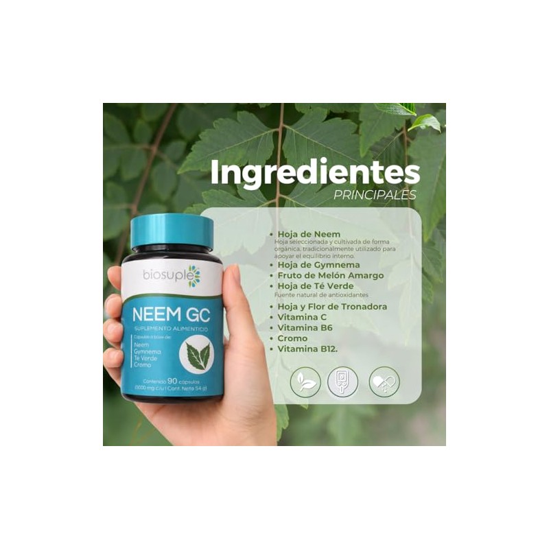 BIOSUPLE | Neem con Gymnema y Melon amargo 60 cápsulas
