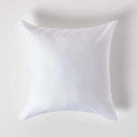 HOMESCAPES White Organic Cotton Euro Size Pillowcase 60 x 60 cm 400TC 600 Thread Count sateen Equivalent Pillow Case with Zip
