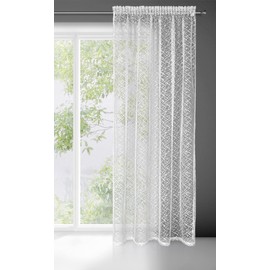 Eurofirany FIR/Amanda/W 140 x 270 cm Transparent Curtain Irregular Net with Ruffle Tape 1 Piece Fishnet Transparent Bedroom Living Room Lounge