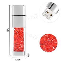 Lovely Diamond USB 2.0 Flash Drive Data Storage Memory Stick USB Stick Pendrive Gift (64GB, Red)