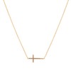 Spinningdaisy Handcrafted Brushed Metal Sideway Cross Necklace Gold