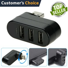 Unbranded Mini 3 Port USB 2.0 Rotating Splitter Adapter Hub For PC Laptop Notebook Mac US