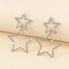 Silver Star Earrings for Women Rhinestone Star Dangle Earrings Layered