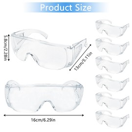 Zeuwets Pack of 6 Safety Glasses, Transparent Safety Glasses, Safety Glasses, Work Safety Glasses, Eye Protection Glasses, Laboratory Glasses, Scratch-Resistant Lenses for Glasses Wearers Laboratory