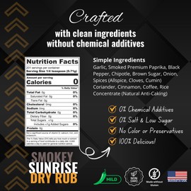 Shake to Elevate - Smokey Sunrise No Salt BBQ Dry Rub | No Salt Seasoning | Heart Healthy | Diet Friendly | 0% Chemical Additives | 0% Preservatives or Color | All Natural Ingredient & Listed | Seriously Delicious Spice Blend (Standard Shaker 8.4floz)