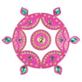 Floor Rangoli Designer Reusable Small Rangoli Acrylic Rangoli Indian Traditional Home Decor Gift for Home Interior Floor Decoration Festival Navratri Decorations and Gifting (Size:- 7") (Pink)