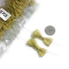25pcs metallic glitter GOLD 1 3/4" (4.5cm) Pre-Tied Ribbon Bows for Cello Bags