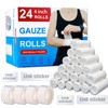 KIWAEZS 24 Pack Gauze Rolls Bandages 4 ” x 4.1