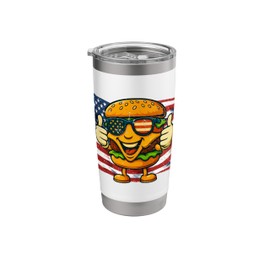 Funny Hamburger Lovers USA Flag Sunglasses Patriotic Vintage Stainless Steel Insulated Tumbler