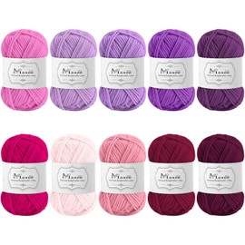 Maxee Crochet Yarn 500 g (50 g x 10 Colours), Acrylic Wool for Knitting, Yarn for Crochet and Knitting, hand-knitting yarn Set, Cotton Yarn for Crochet, Wool for Knitting and Crafts