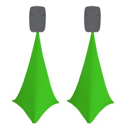 2x spandex stretch speaker stands scrims, DOUBLE SIDED tripod cover (light green)