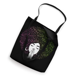 Black Queen Afro Puff Natural Hair Melanin African Word Art Tote Bag