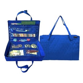 Yazzii Carry All Organizer Tote – Ultimate Craft Storage Bag with 20 Pockets - Quilting Supplies, Sewing Notions, Cutting Mats & More - Royal Blue
