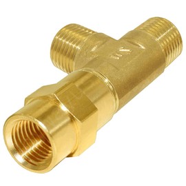 Joywayus 1/2 Inch NPT Brass Pipe Fitting Barstock Tee 3 Way 1/2" NPT Male x 1/2" NPT Male x 1/2" NPT Female Hose Fitting