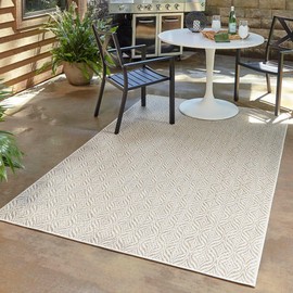 Unique Loom Outdoor Trellis Collection Area Rug - Deco Trellis (3' 3" x 5' 3" Rectangle Taupe/Ivory)