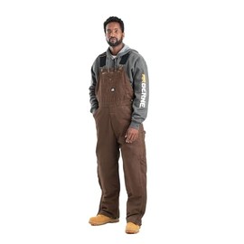 Berne Men's Bulldozer Washed Bib Overall, Large Short, Bark