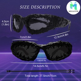 MEGAVOW Men's Wrap Around Handmade Tropfleim Punk Sunglasses, Gothic Fashion Trendy Modern Hip-Hop Sunglasses for Men for Party Daily Outfit Stage Styling, black