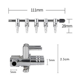 2 Pack Air Tube Branch 5 Branch Oxygen Branch Pipe Airflow Control Adjustable Aquarium Air Tube Air Pump Easy Installation Fish Tank Aeration Supplies Fittings