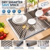 Roll-Up Stainless Steel Sink Drying Rack for Kitchen Counter Space