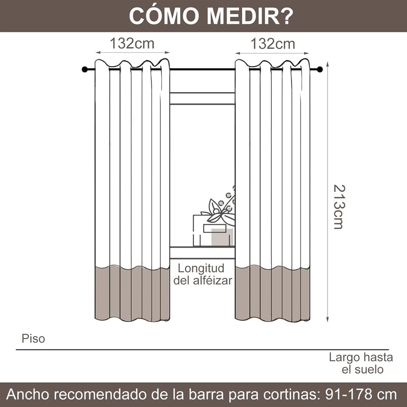 Cortinas Blackout, 2 Paneles Cortinas con Aislamiento Térmico para Estar/Recámara