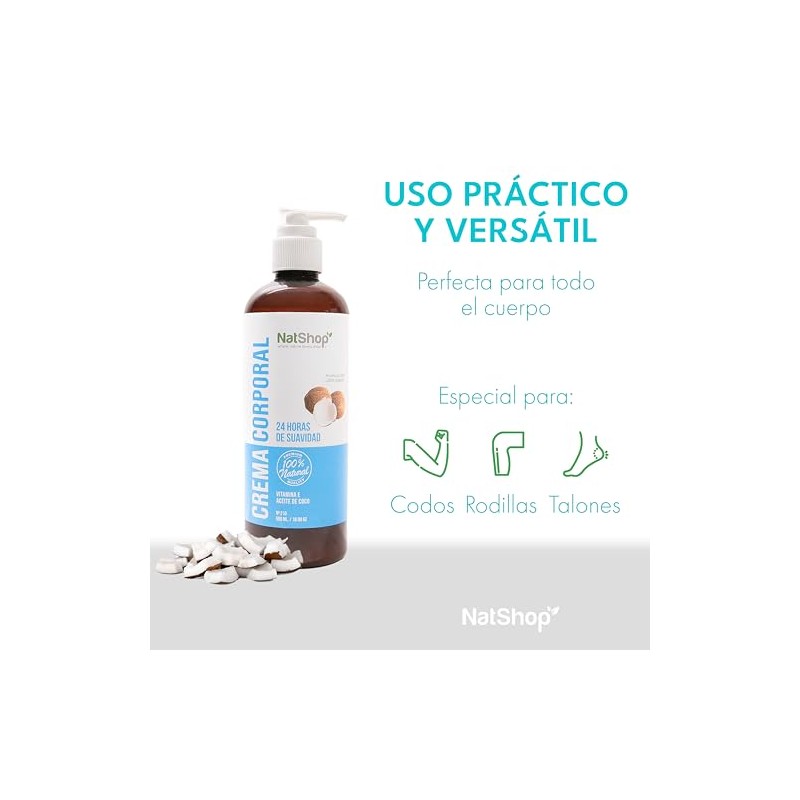 Natshop Kit Cremas Corporales Coco Natural Vitamina 500ml Crema Hidratante