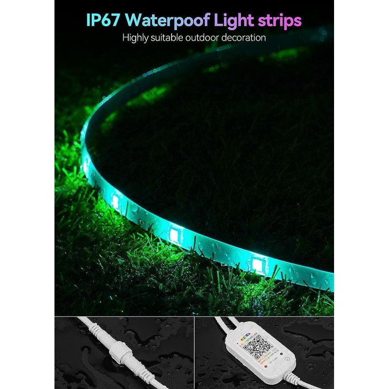 Cedarine 105FT Continuous RGB+IC Outdoor Led Strip Lights Waterproof with