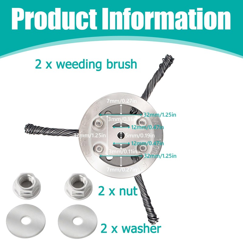 JAMSSOW 2 Pcs Steel Wire Grass Trimmer Head,Brush Cutter Strimmer