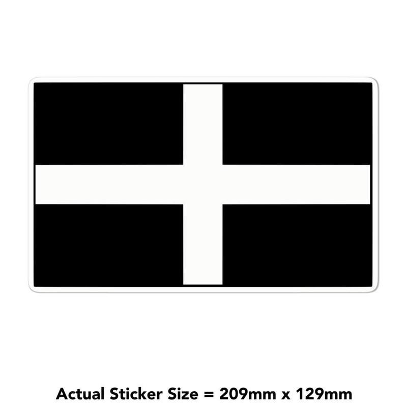 Large 210mm 'Flag of Cornwall' Permanent Sticker Decal for Cars/Windows/Bins/Walls